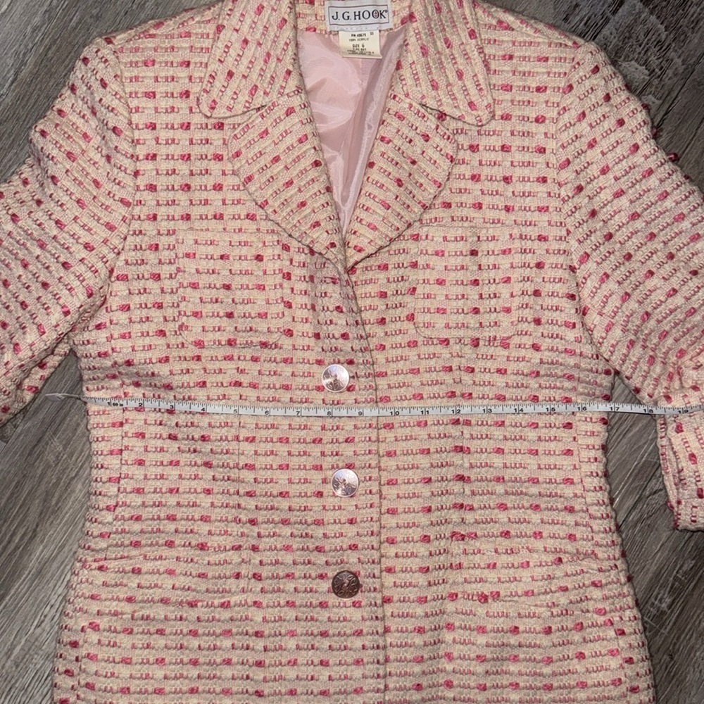 Vintage Tweed J. G. Hook Shade of Pink Blazer Size 6 - Picture 5 of 7